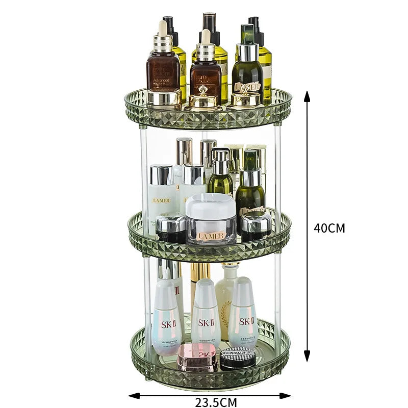 מעמד אחסון מסתובב 360° לקוסמטיקה ומוצרי טיפוח